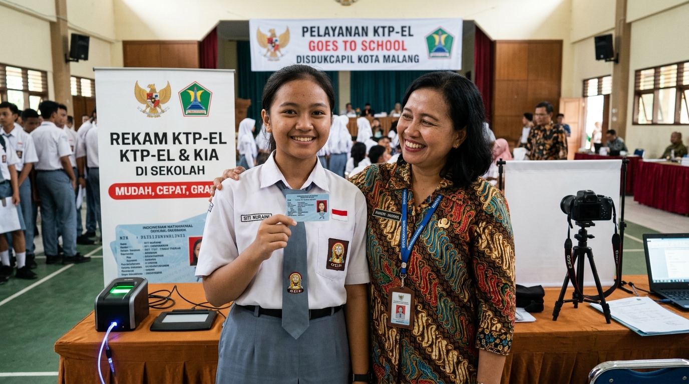 Perekaman KTP-el Pemula di Sekolah Nganjuk